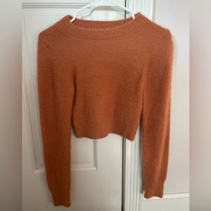 Urban outfitters fuzzy cropped orangish brown sweater